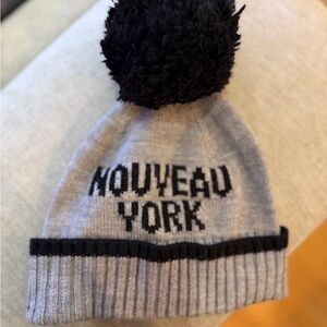 Kate Spade Gray and Black Pom-Pom Beanie